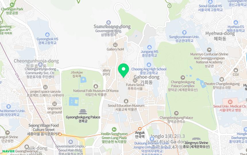 Map showing where Bukchon Hanok Village is in Seoul, South Korea
