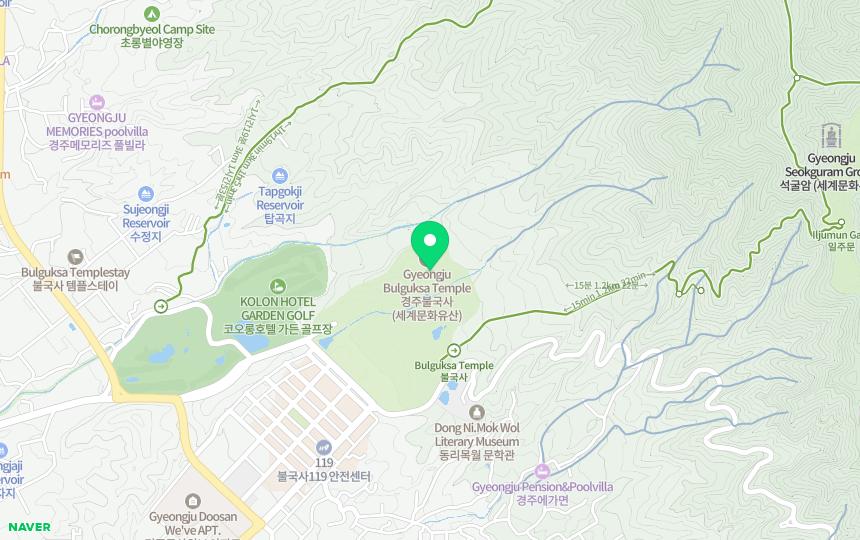 Map showing where Bulguksa Temple is in Gyeongju, South Korea