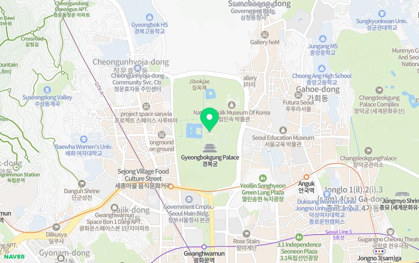 Map showing where Gyeongbokgung Palace is in Seoul, South Korea