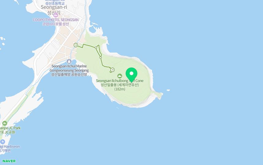 Map showing where Seongsan Ilchulbong is in Jeju, South Korea