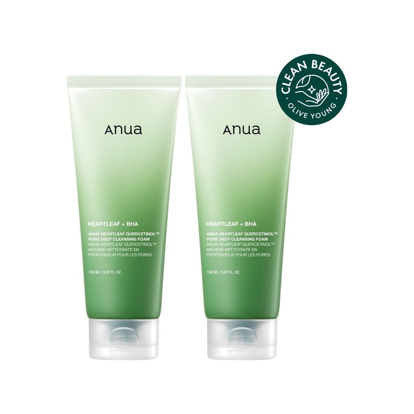 Anua Heartleaf Pore Control Cleansing Foam 150ml × 2 — product packshot
